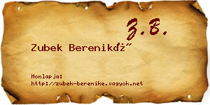 Zubek Bereniké névjegykártya
